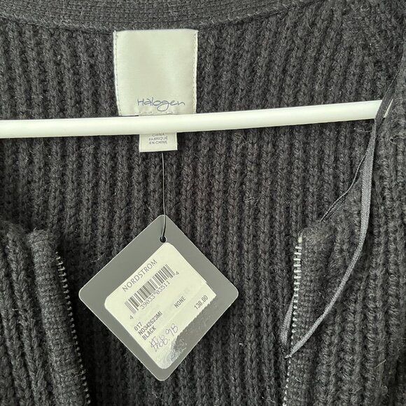 NWT halogens sweater cape black zip closure - Picture 3 of 5
